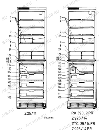 Взрыв-схема холодильника Zanussi Z25/14 - Схема узла C10 Interior